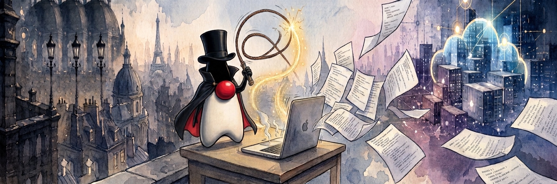 Viduke cracks the whip over a trembling MacBook that churns out sheets of source code